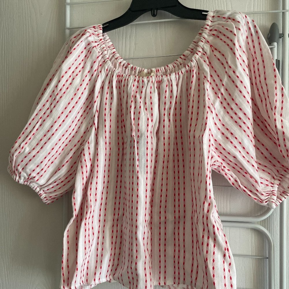NWT! Large Casual Red and White Striped Top